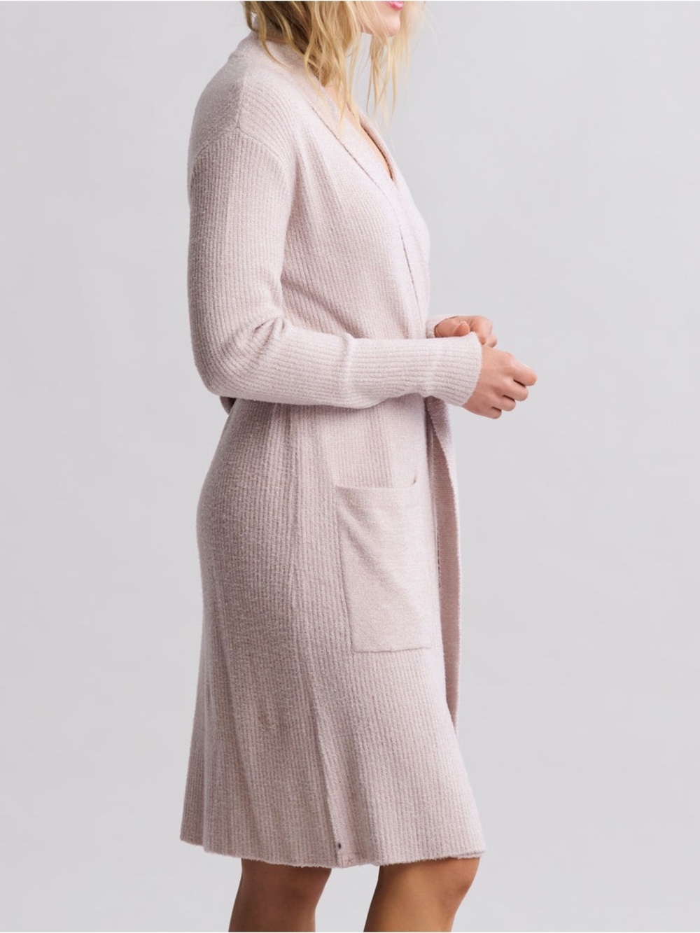 Barefoot Dreams CozyChic Lite Ribbed Robe Faded Rose Pink Size Small Medium